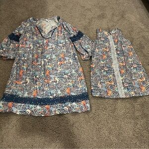 Crown & Ivy Mom & Me Set  Blue and Orange Paisley Dress Set